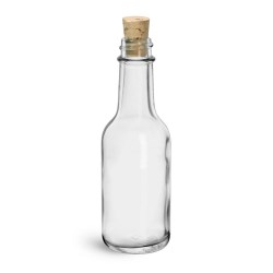 1.7 oz Clear Glass Sauce Bottle w/ Cork Stoppers
