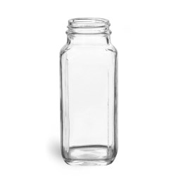 8 oz Clear Glass French Square Bottles (Bulk), Caps NOT Included