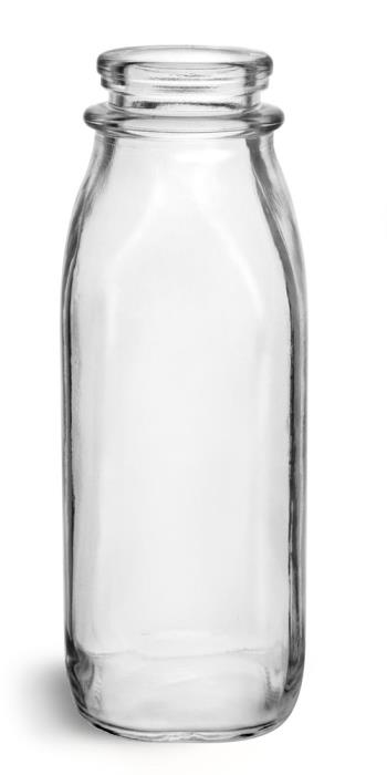 16 oz Glass Bottles, Clear Glass Dairy Bottles