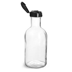 16 oz Glass Bottles, Glass Stout Bottles w/ Black Polypropylene Lift and Peel Lined Snap Top Caps