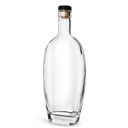 750 ml Clear Glass Westside Bar Top Bottles w/ Black Ribbed Bar Tops & Natural Corks
