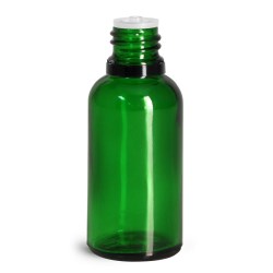 30 ml Glass Bottles, Green Glass Euro Dropper Bottles w/ Black Tamper Evident Caps & Orifice Reducers