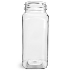 8 oz Clear PET Square Bottles (Bulk), Caps NOT included