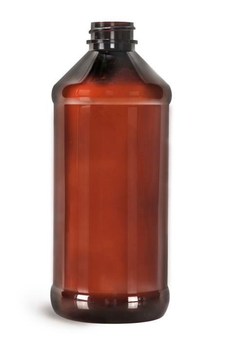 16 oz Amber PET Modern Round Bottles (Bulk), Caps NOT Included