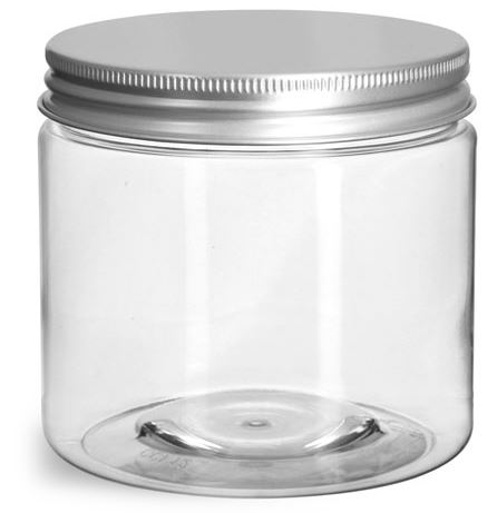 16 oz Clear PET Straight Sided Jars w/ Lined Aluminum Caps
