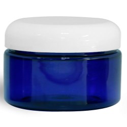 4 oz Blue PET Heavy Wall Jars w/ White Dome Caps