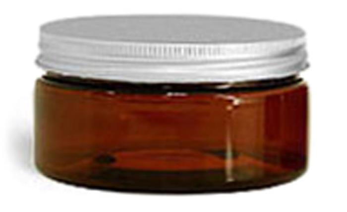 8 oz Amber PET Heavy Wall Jars w/ Lined Aluminum Caps