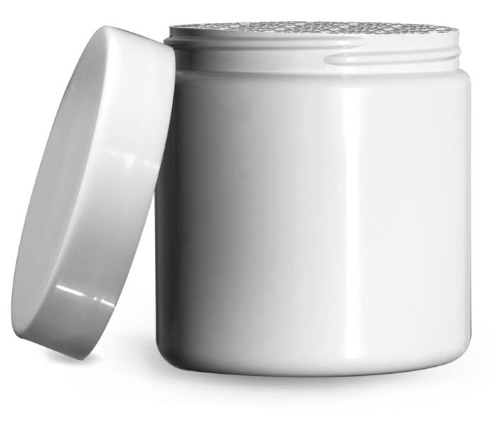 8 oz Plastic Jars, White PET (PCR) Straight Sided Jars w/ Smooth White PS22 Lined Caps