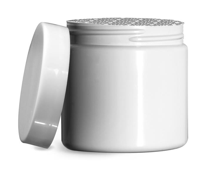 16 oz White PET (PCR) Straight Sided Jars w/ Smooth White PS22 Lined Caps