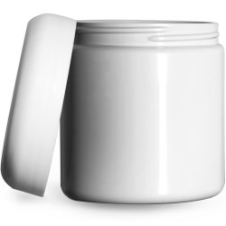 8 oz Plastic Jars, White PET (PCR) Straight Sided Jars w/ White PE Lined Dome Caps