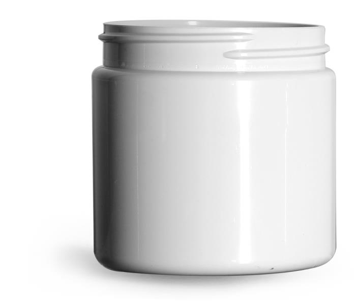 4 oz Plastic Jars, White PCR (PET) Straight Sided Jars (Bulk), Caps Not Included
