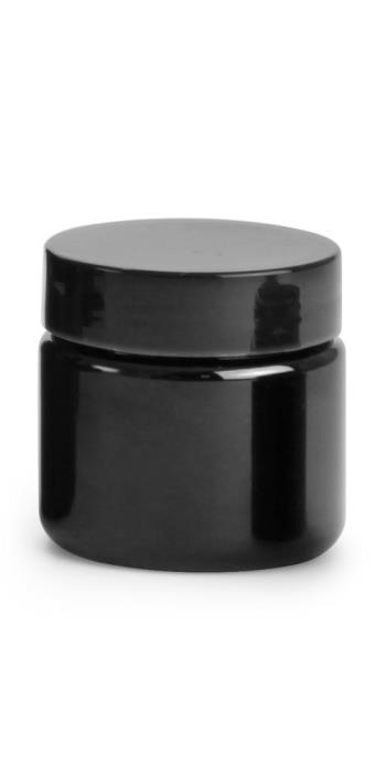 1 oz Black PET (PCR) Straight Sided Jars w/ Black PS22 Lined Caps