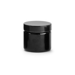 2 oz Black PET (PCR) Straight Sided Jars w/ Black PS22 Lined Caps