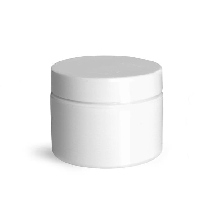 1 oz White Polypro Double Wall Jars w/ White Lined Caps