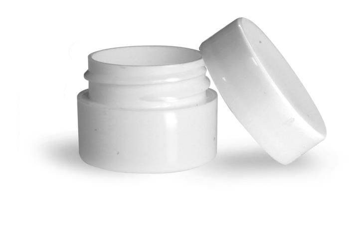 1/4 oz White Polypro Double Wall Jars w/ White Lined Caps