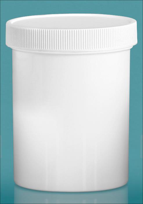 8 oz White Polypropylene Jars w/ Unlined Screw Caps