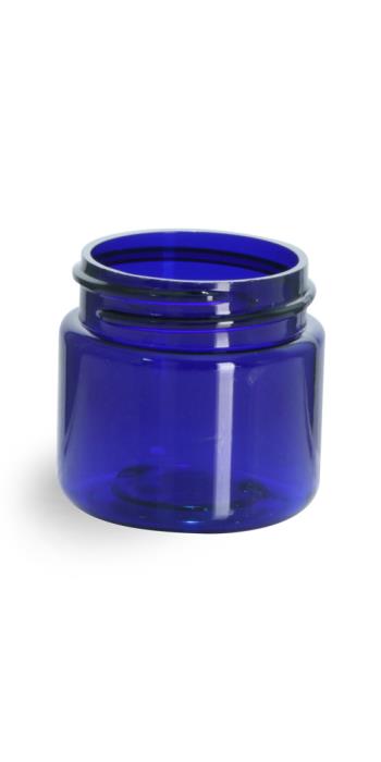 1 oz Blue PET Straight Sided Jars (Bulk), Caps Not Included