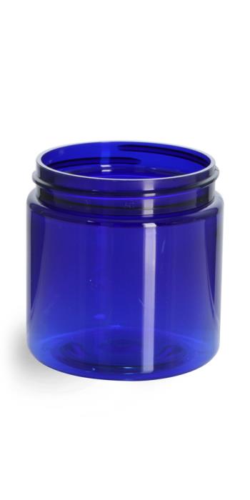 4 oz Blue PET Straight Sided Jars (Bulk), Caps Not Included