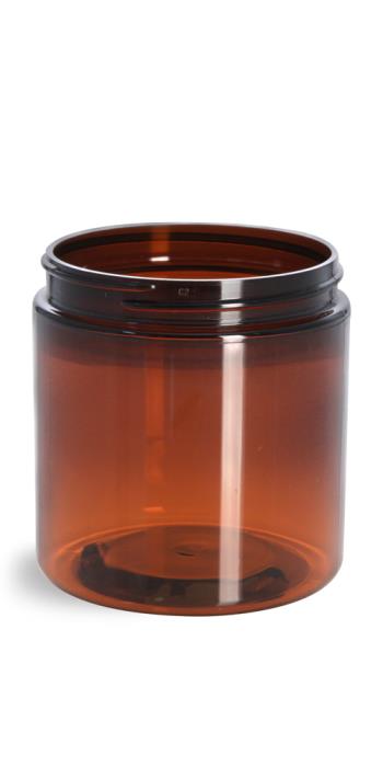 8 oz Amber PET Straight Sided Jars (Bulk), Caps Not Included