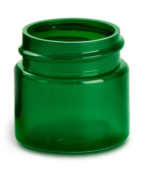 1/2 oz Green PET Straight Sided Jars (Bulk), Caps Not Included