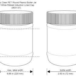 12 oz Plastic Jars, Clear PET Peanut Butter Jars w/ White Ribbed Induction Lined Caps