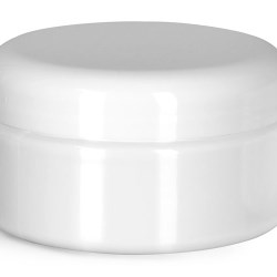 8 oz Plastic Jars, White PET Heavy Wall Jars w/ White Lined Dome Caps