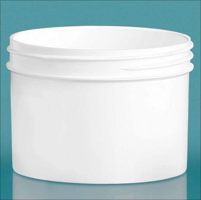 8 oz White Polypropylene Jars (Bulk), Caps Not Included