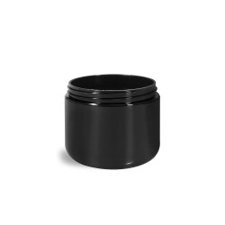 4 oz Plastic Jars, Black Polypropylene Double Wall Radius Jars (Bulk) Caps NOT Included