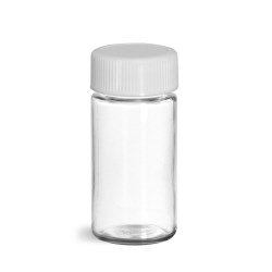 20 ml Clear PET Sample Vial w/ White Lined Screw Caps