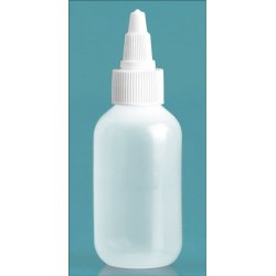 2 oz Natural LDPE Boston Rounds w/ White Twist Top Caps