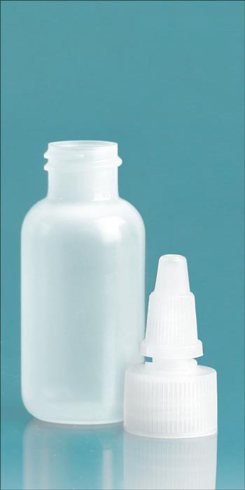 1 oz Natural LDPE Boston Rounds w/ Natural Twist Top Caps