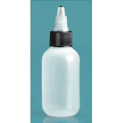2 oz Natural LDPE Boston Round Bottles w/ Black/ Natural Twist Top Caps