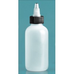 4 oz Natural LDPE Boston Round Bottles w/ Black/ Natural Twist Top Caps
