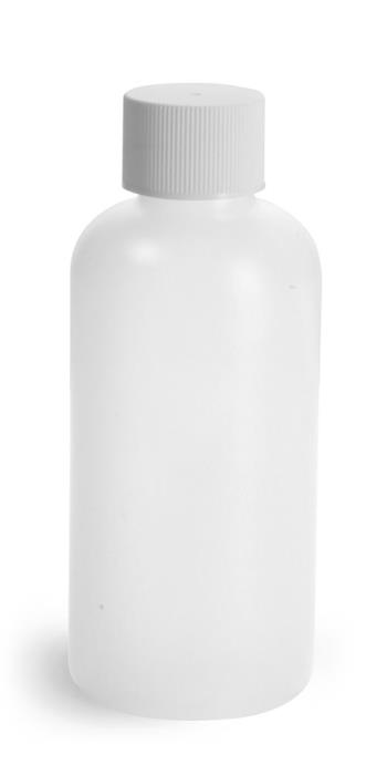 4 oz Natural HDPE Boston Rounds w/ White Lined Screw Caps