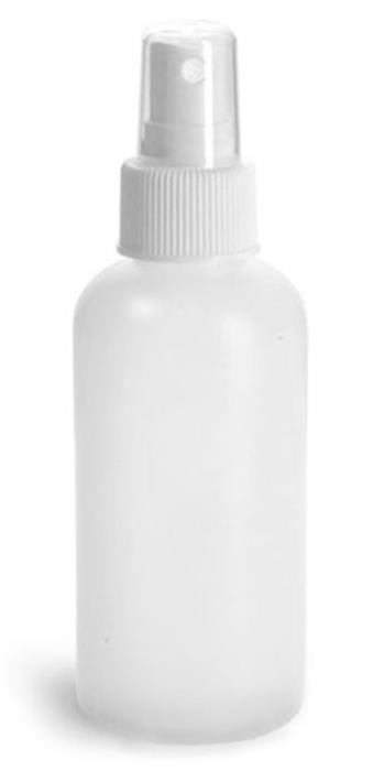 4 oz Natural HDPE Boston Rounds w/ White Sprayers