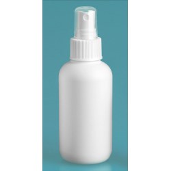 4 oz White HDPE Boston Rounds w/ White Sprayers