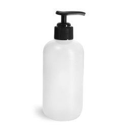 8 oz Natural Boston Rounds w/ Black Lotion Pumps