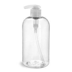 12 oz  Clear PET Boston Rounds w/ Natural Lotion Pumps