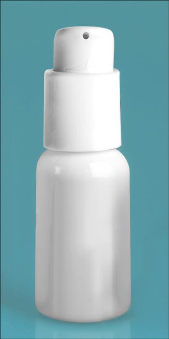 1 oz White PET Boston Rounds w/ White Treatment Pumps