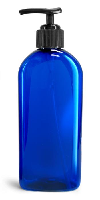 8 oz w/ Black Pump Blue PET Dundee Ovals w/ Lotion Pumps