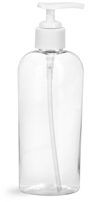 8 oz Clear PET Cosmo Ovals w/ White Pumps