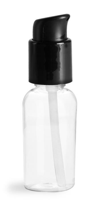 1 oz Clear PET Cosmo Ovals w/ Black Treatment Pumps