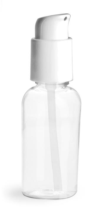 2 oz Clear PET Cosmo Ovals w/ White Treatment Pumps