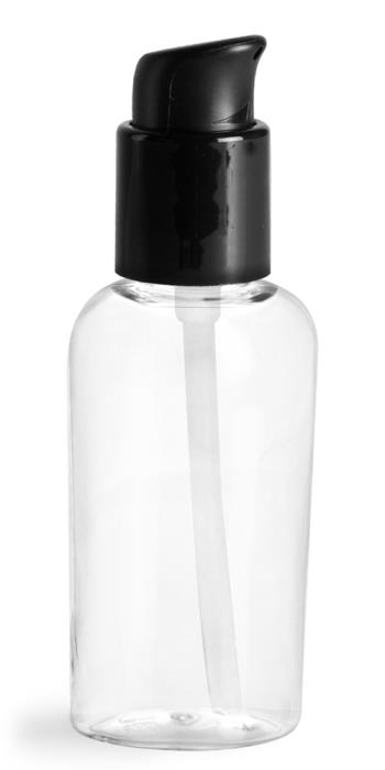 2 oz Clear PET Cosmo Ovals w/ Black Treatment Pumps