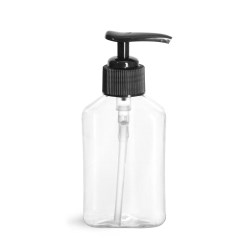 4 oz Clear PET Oblong Bottles with Black Lotion Pumps