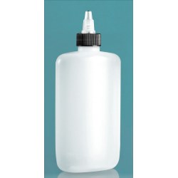 8 oz Natural LDPE Straight Sided Oval Bottles w/ Black/Natural Twist Top Caps