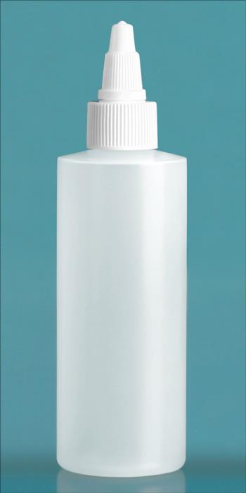 4 oz Natural LDPE Cylinders w/ White Twist Top Caps