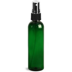 4 oz Green PET Cosmo Round Bottles w/ Black Sprayers