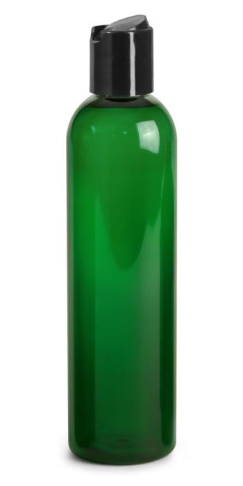 16 oz Green PET Cosmo Rounds with Smooth Black Disc Top Caps