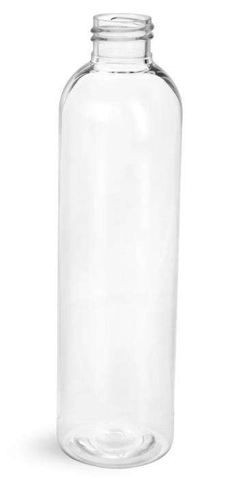 8 oz Clear PET Cosmo Round Bottles (Bulk), Caps NOT Included